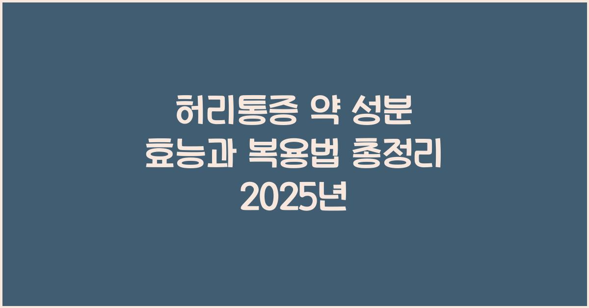 허리통증 약 성분 효능