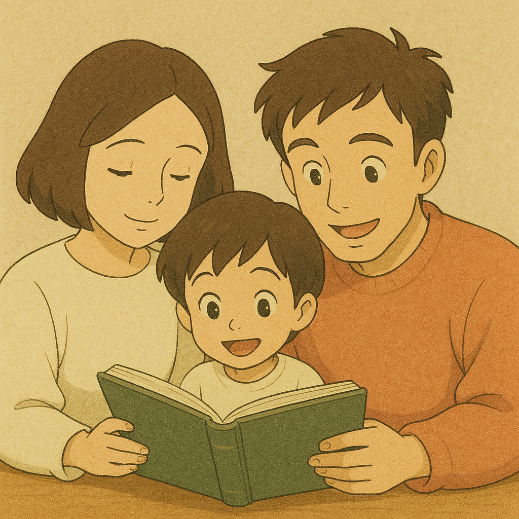 책 읽는 가족 이미지