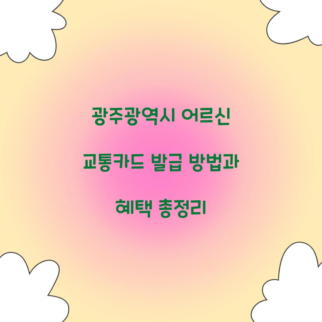 광주광역시 어르신 교통카드 발급