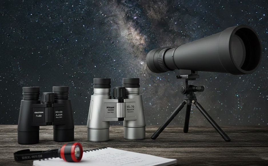 천체 관측용 쌍안경 3종 비교 사진
