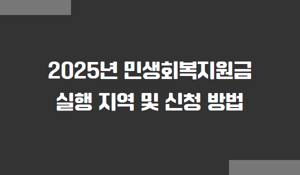 2025년 민생회복지원금 실행지역 및 신청방법