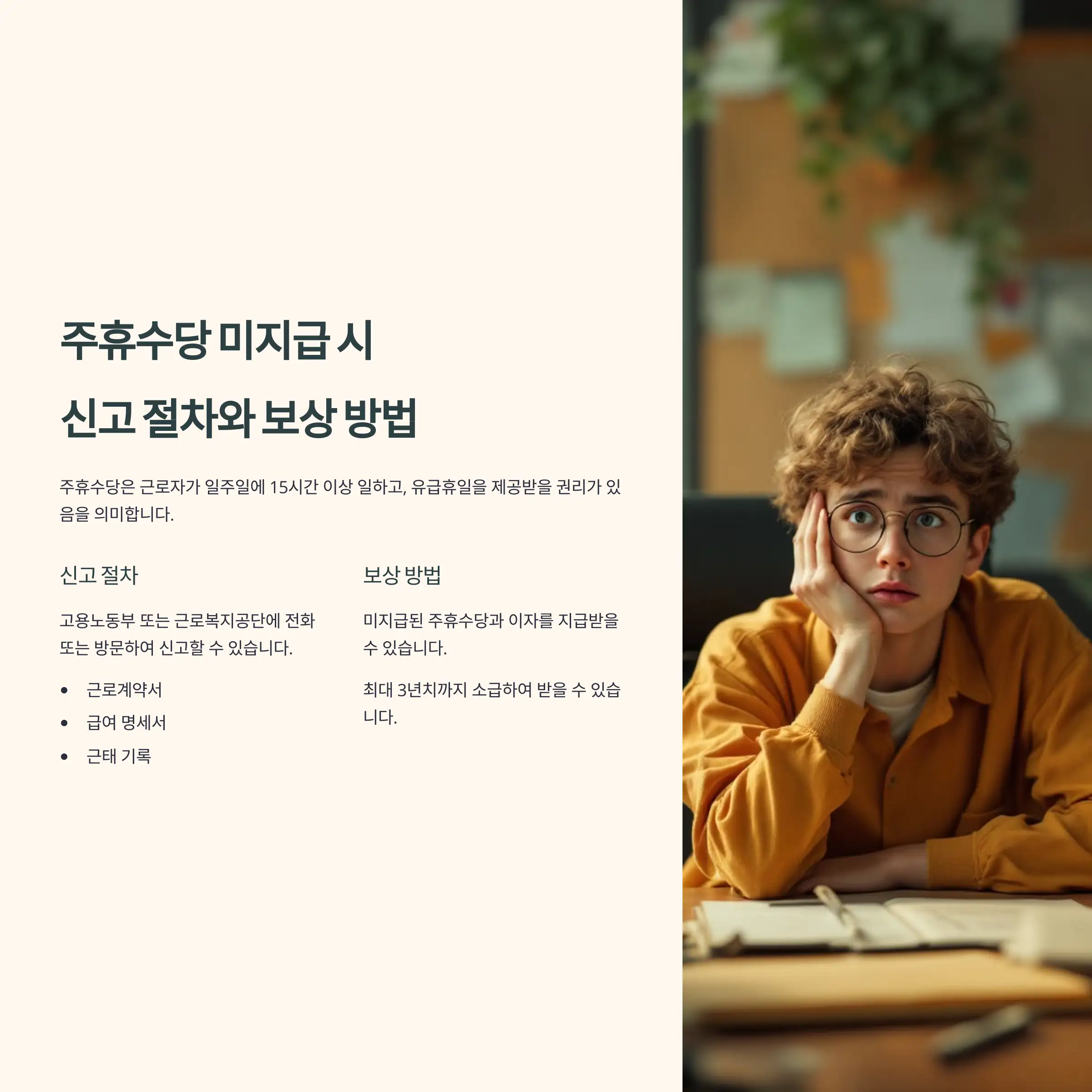 주휴수당 뜻과 미지급 시 신고 절차와 보상 방법