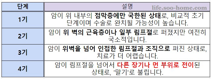 위암 병기 구분