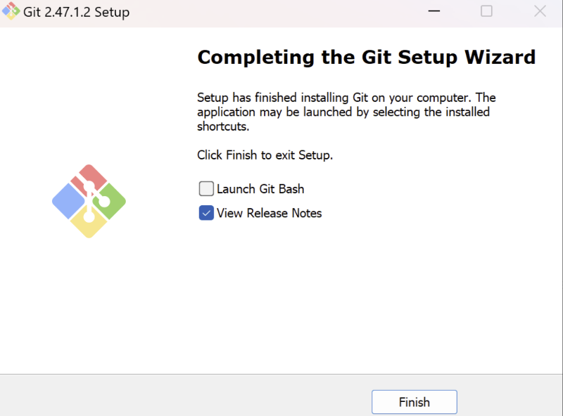 Git 설치 완료 화면