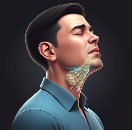 목에 점액이 걸린 듯한 느낌