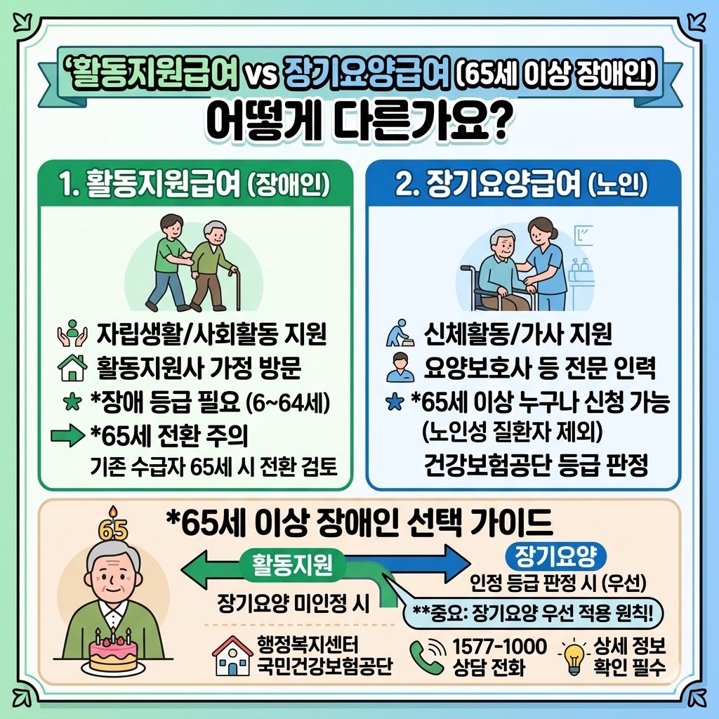 장애인 활동지원급여 신청자격 신청방법 65세 이후 변화