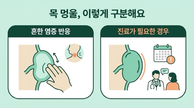 괜찮은 멍울과 확인이 필요한 멍울 비교