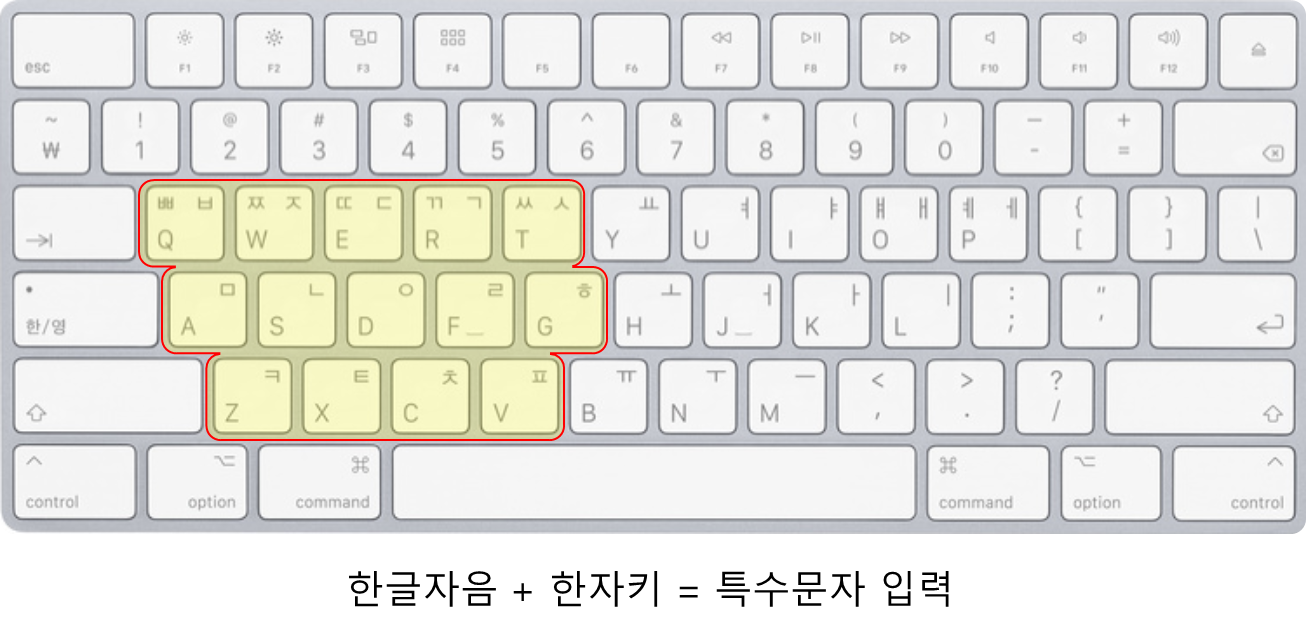 특수문자 입력방법 #2 - 한글자음 + 한자키
