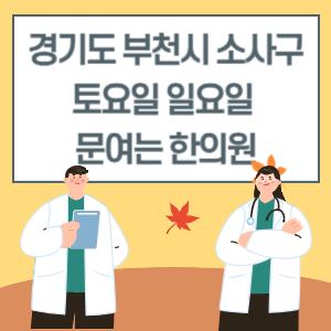 부천시 소사구 토요일 일요일 한의원 진료 문여는 병원 리스트