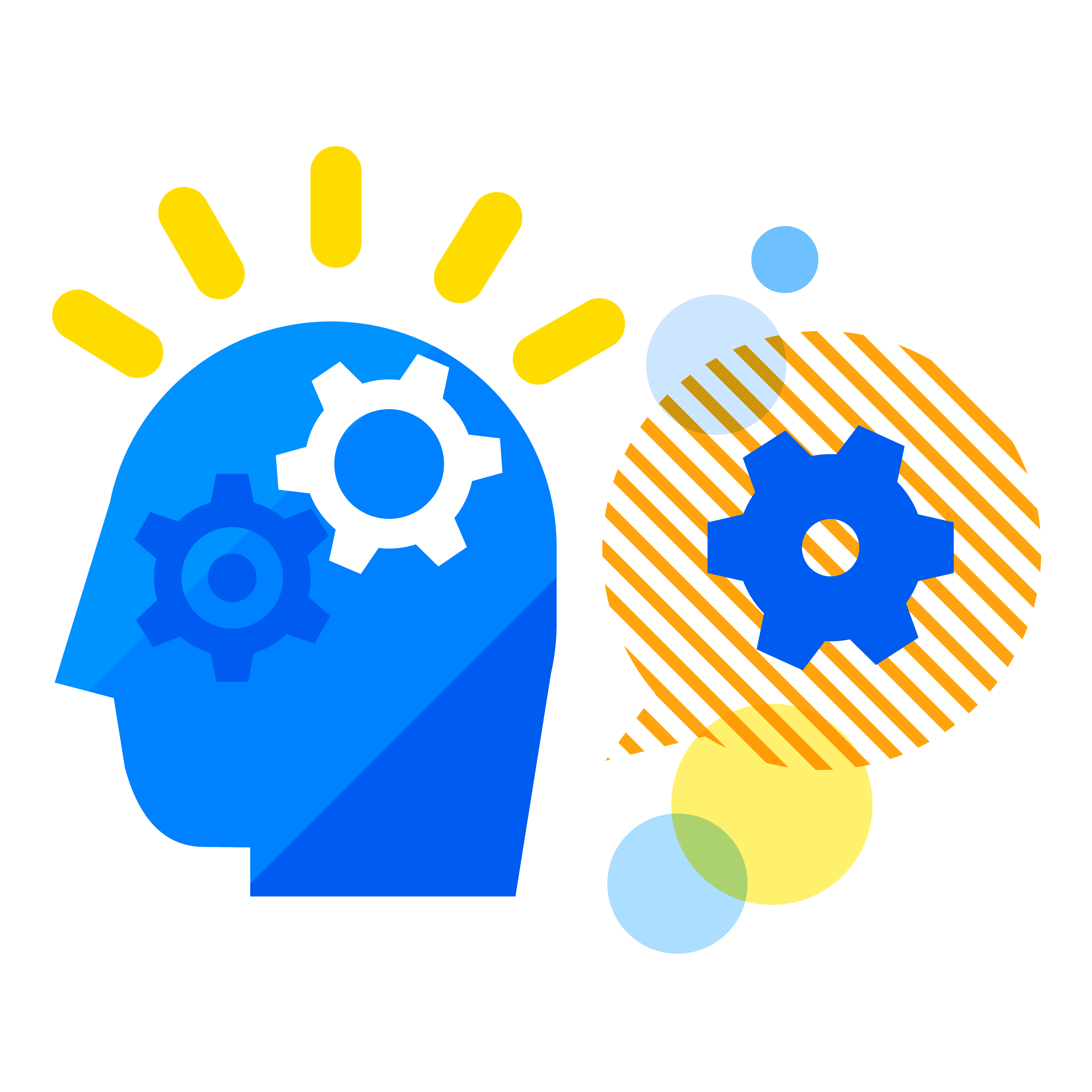 사람의 머리 속 뇌를 톱니바퀴에 비유한 그림