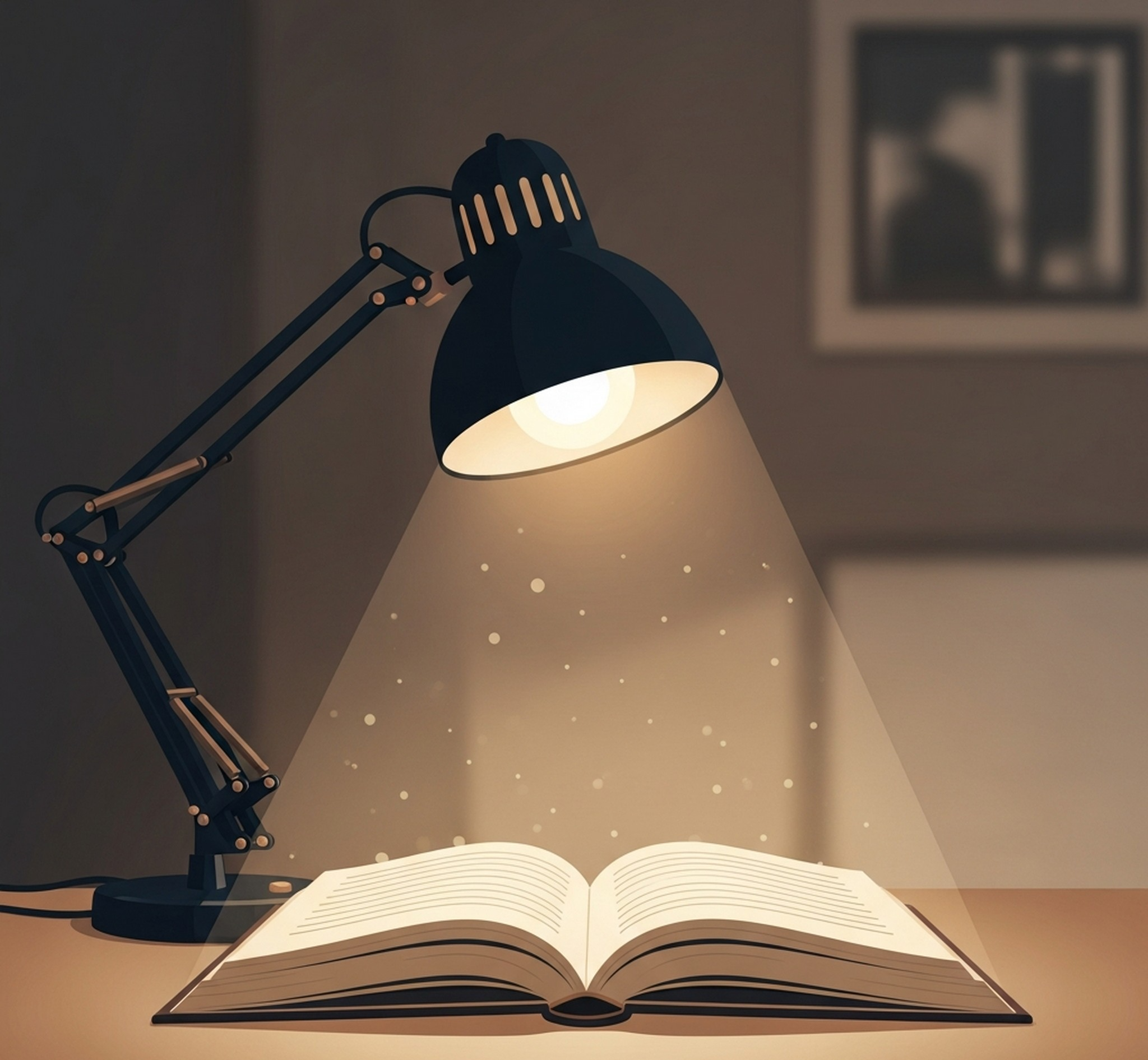 조명 비추는 책