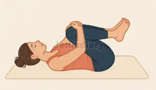 두 무릎을 가슴쪽으로 당기는 요가 이미지