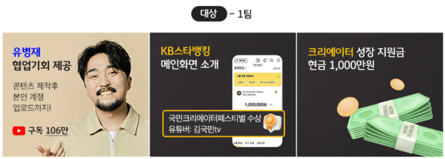대상 1팀에 주어지는 기회