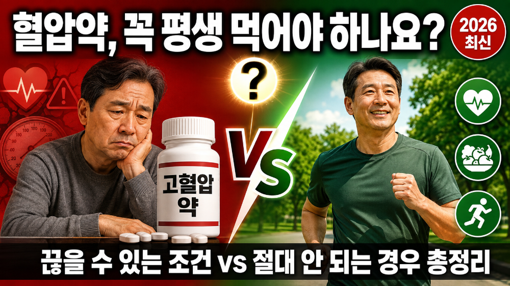 alt="고혈압 약 평생 먹어야 하나요 끊을 수 있는 조건 총정리 2026 썸네일"