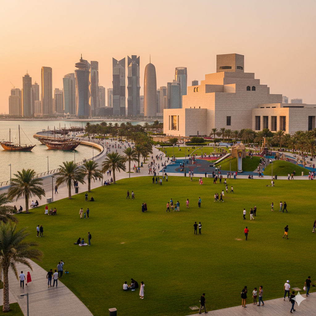 푸른 잔디밭이 트여져 있는 미아 파크