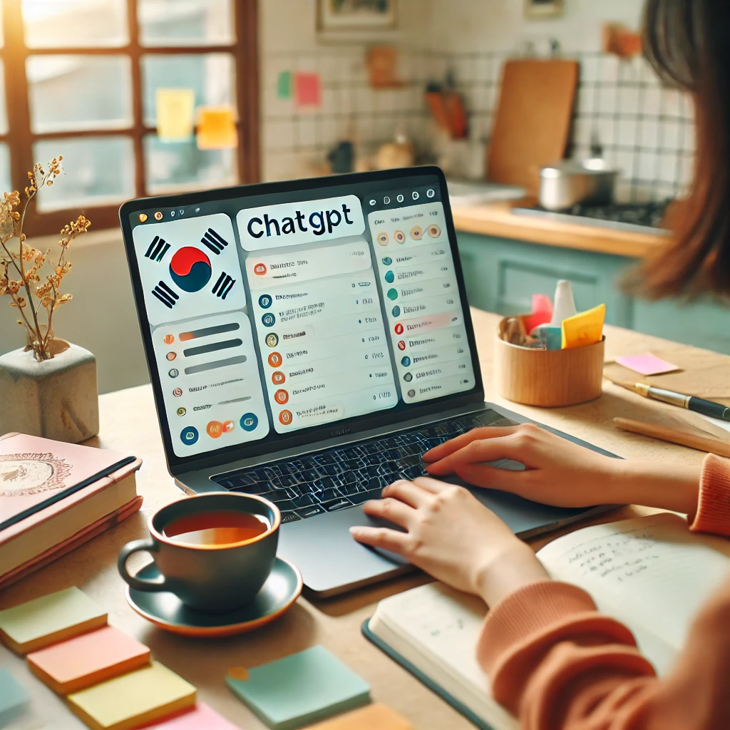 노트북으로 아이디어 글쓰기 하는 한국 여자