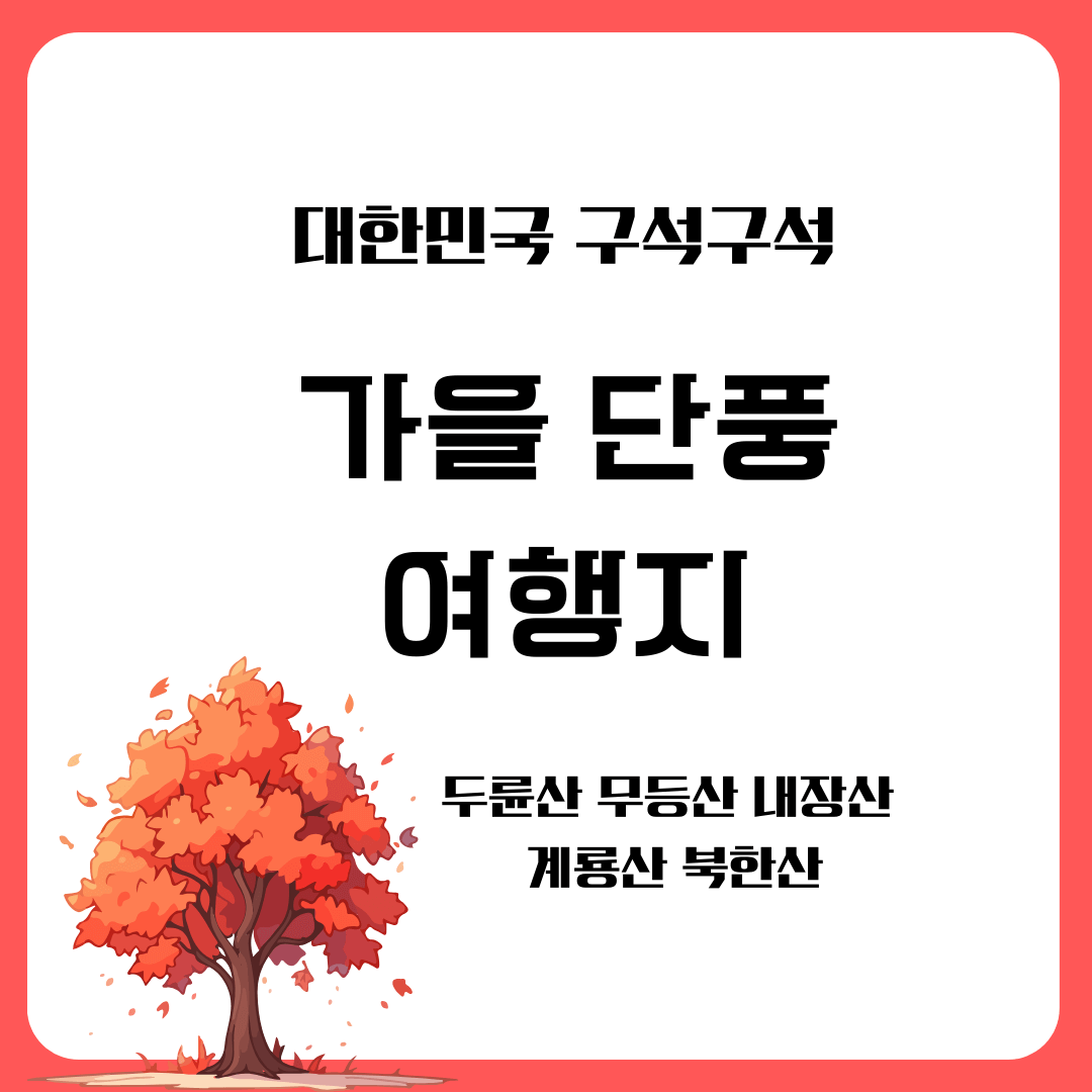가을 단풍 여행지 추천 장소 _ 두륜산, 무등산, 내장산, 계룡산, 북한산