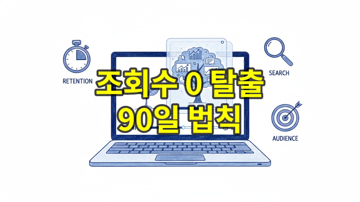 유튜브 초기 채널 성장을 의미하는 새싹이 영상 플레이어 안에서 자라나는 손그림 일러스트