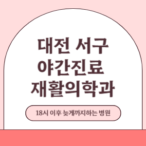 대전 서구 야간진료 늦게까지 진료 하는 재활의학과 병원 (18시 이후 지금 진료 중인 병원