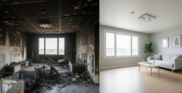 태안군 화재청소 작업 전후 사진