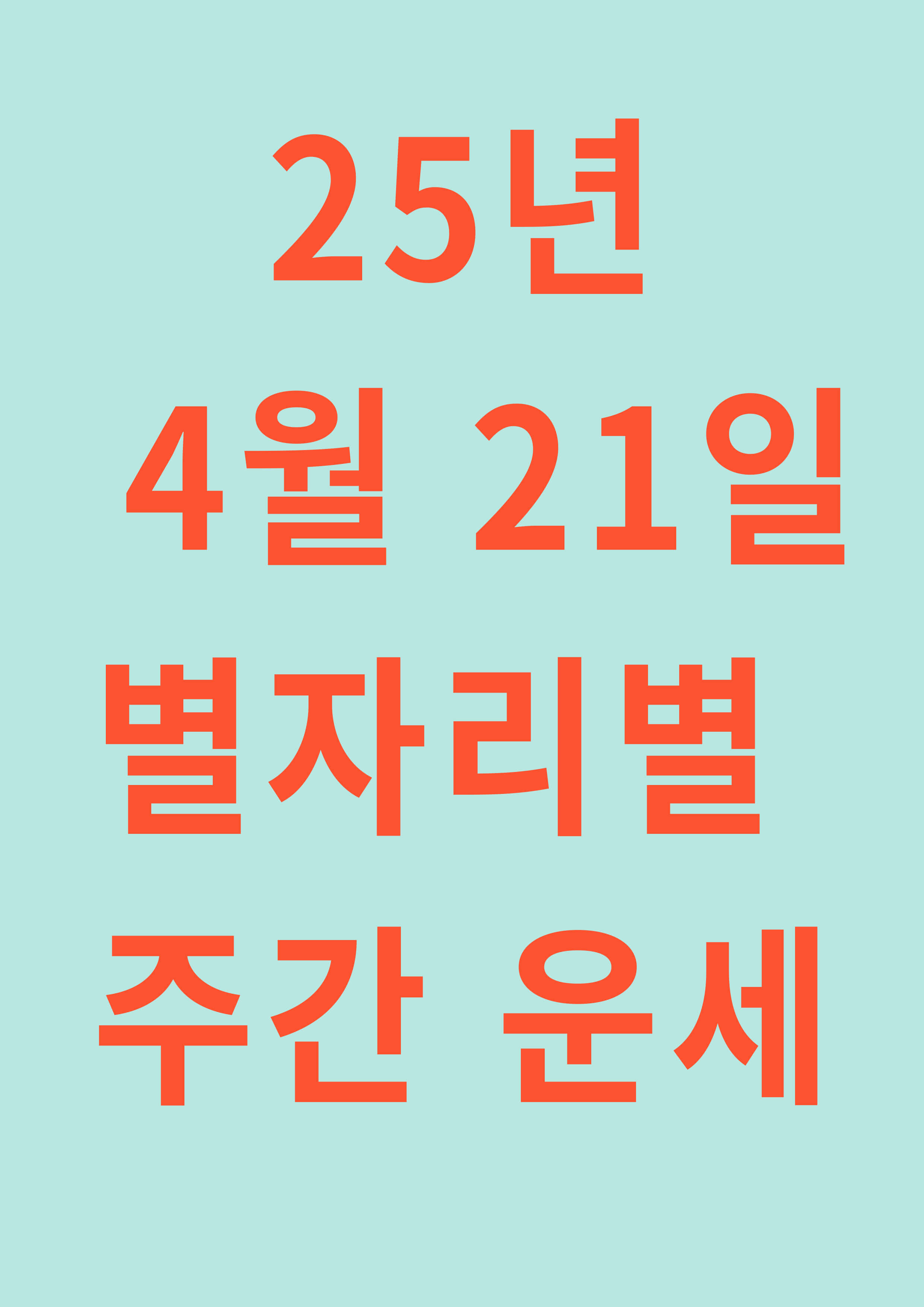 25년 4월 21일 별자리별 주간 운세