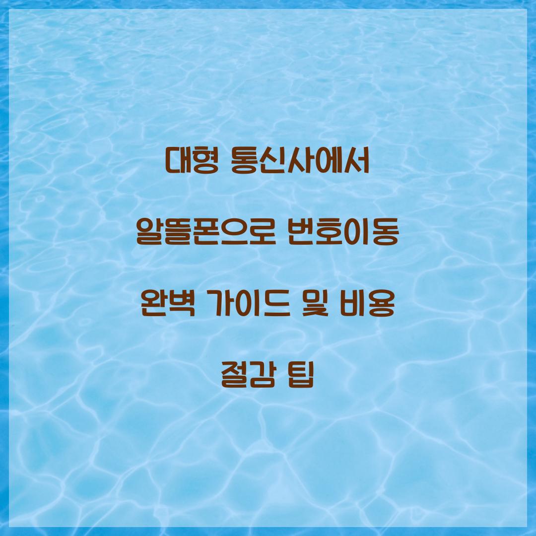 대형 통신사에서 알뜰폰으로 번호이동 완벽 가이드