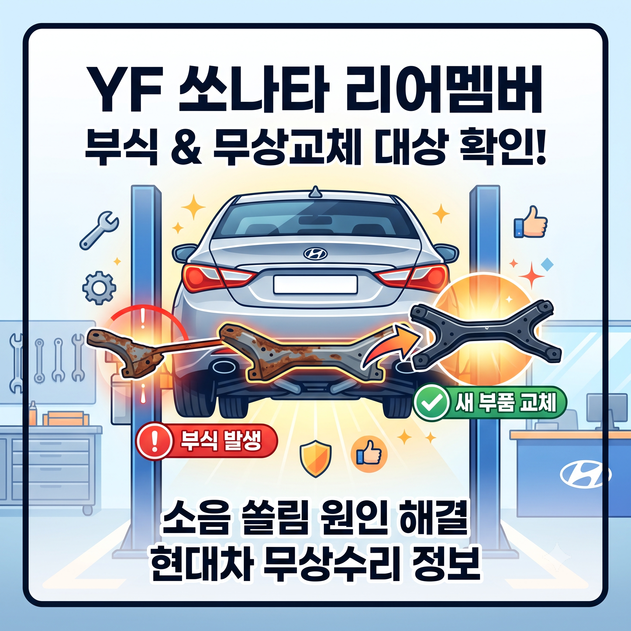 YF 쏘나타 리어멤버 부식 증상과 무상수리 교체 비용 총정리