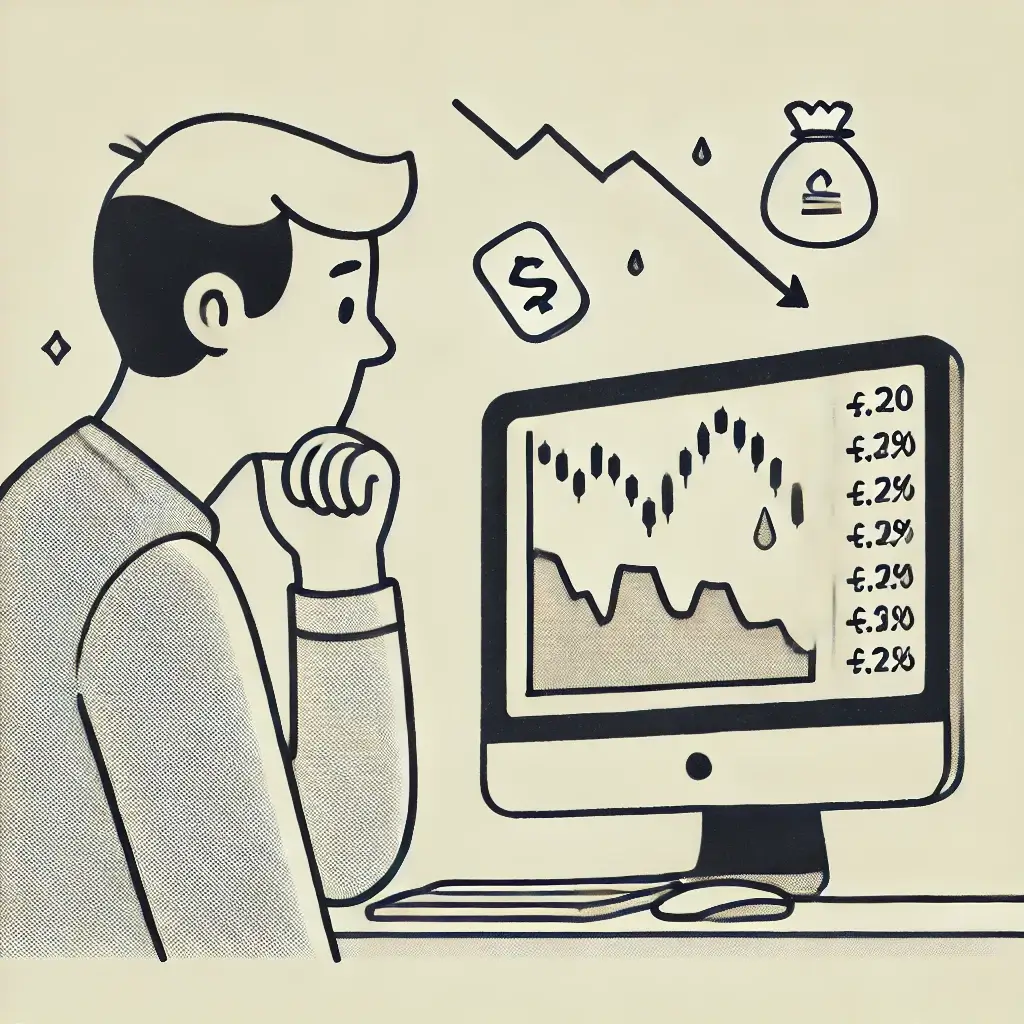 환율 하락과 금 가격 상승 차트를 보는 남자