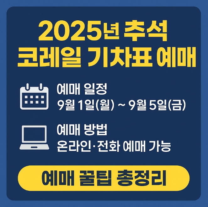 2025년 추석 코레일 기차표 예매 일정
