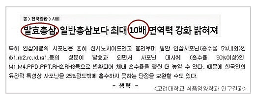 발효홍삼의 효능 및 흡수율