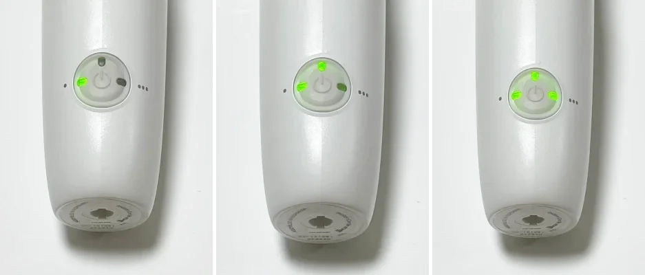 LED 버튼: 충전량 표시, 분사 횟수 조절 설명 이미지