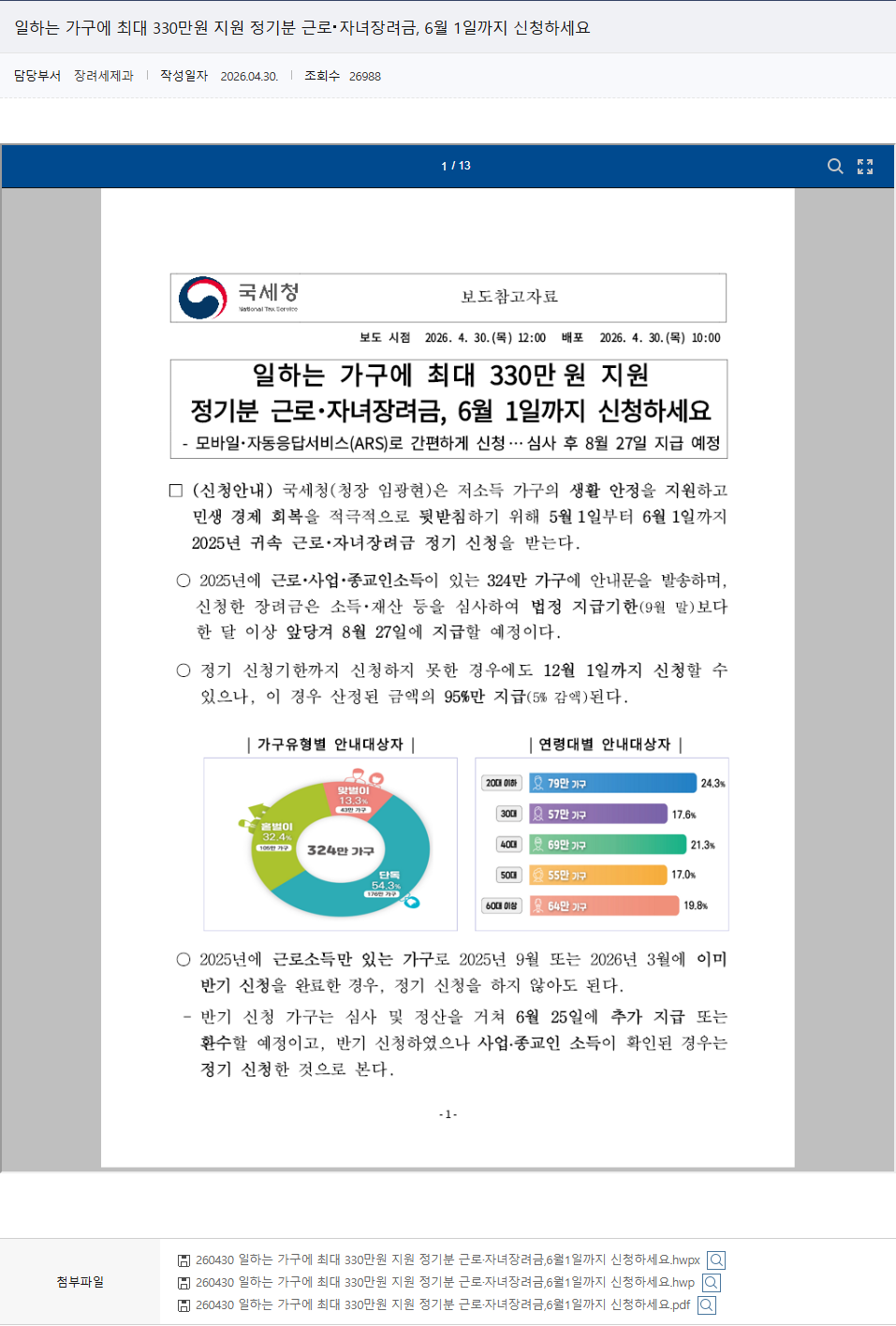국세청 보도자료 캡처