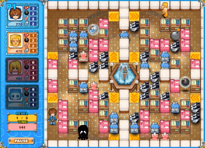 봄잇3-게임하기-플레이-폭탄을-터트려-P3를-처치하는-화면