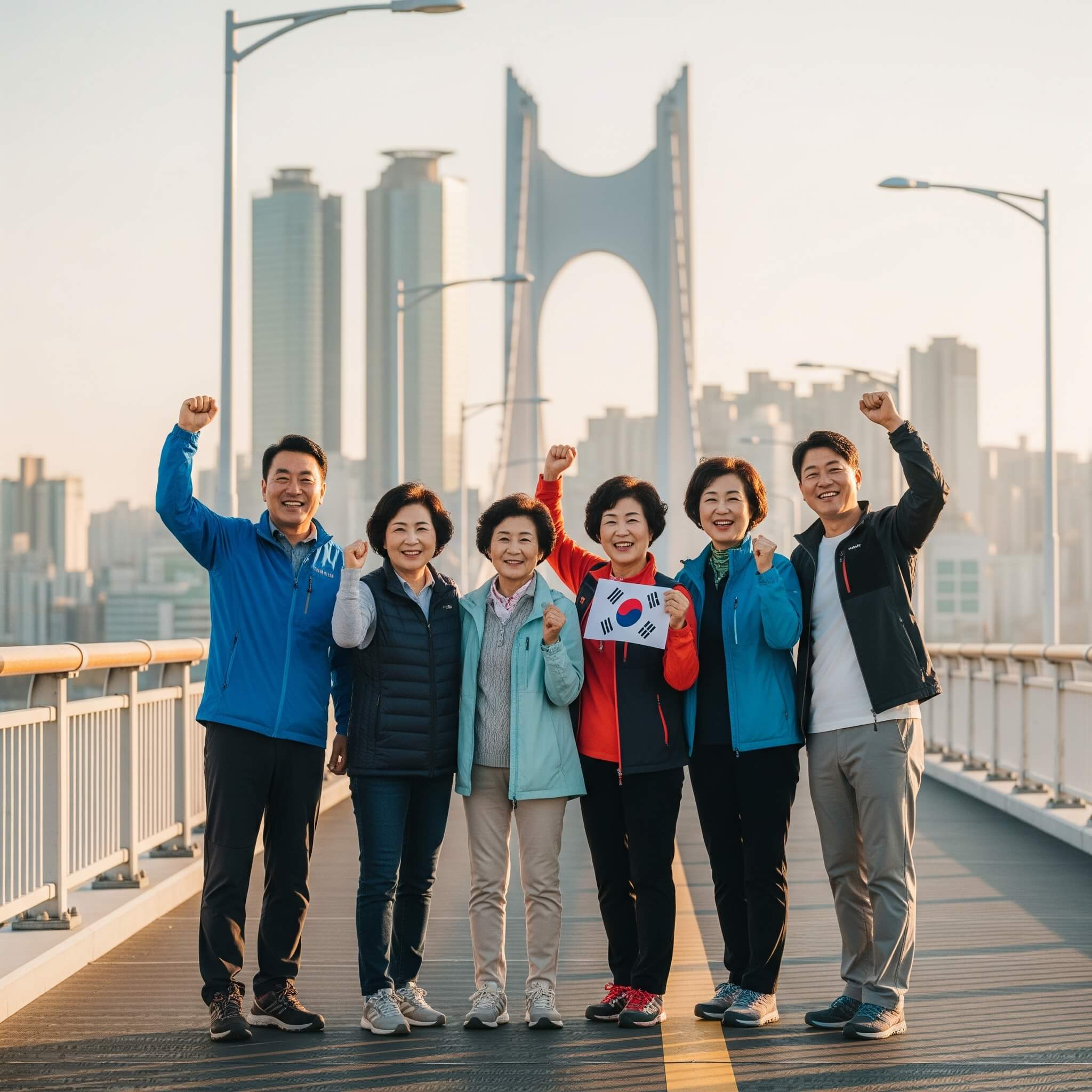광안대교위에서 단체사진