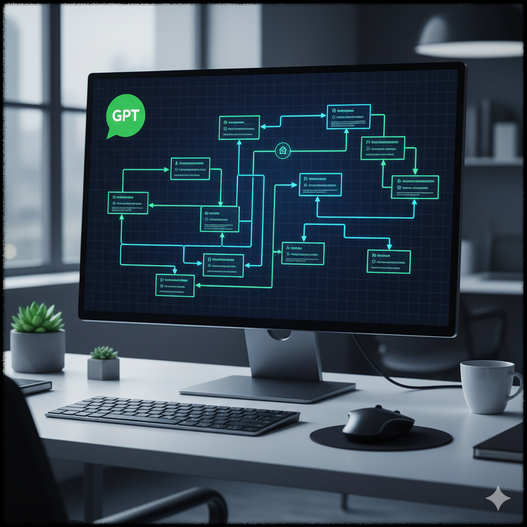 AI가 반복 업무를 대신 처리하는 과정을 표현한 이미지