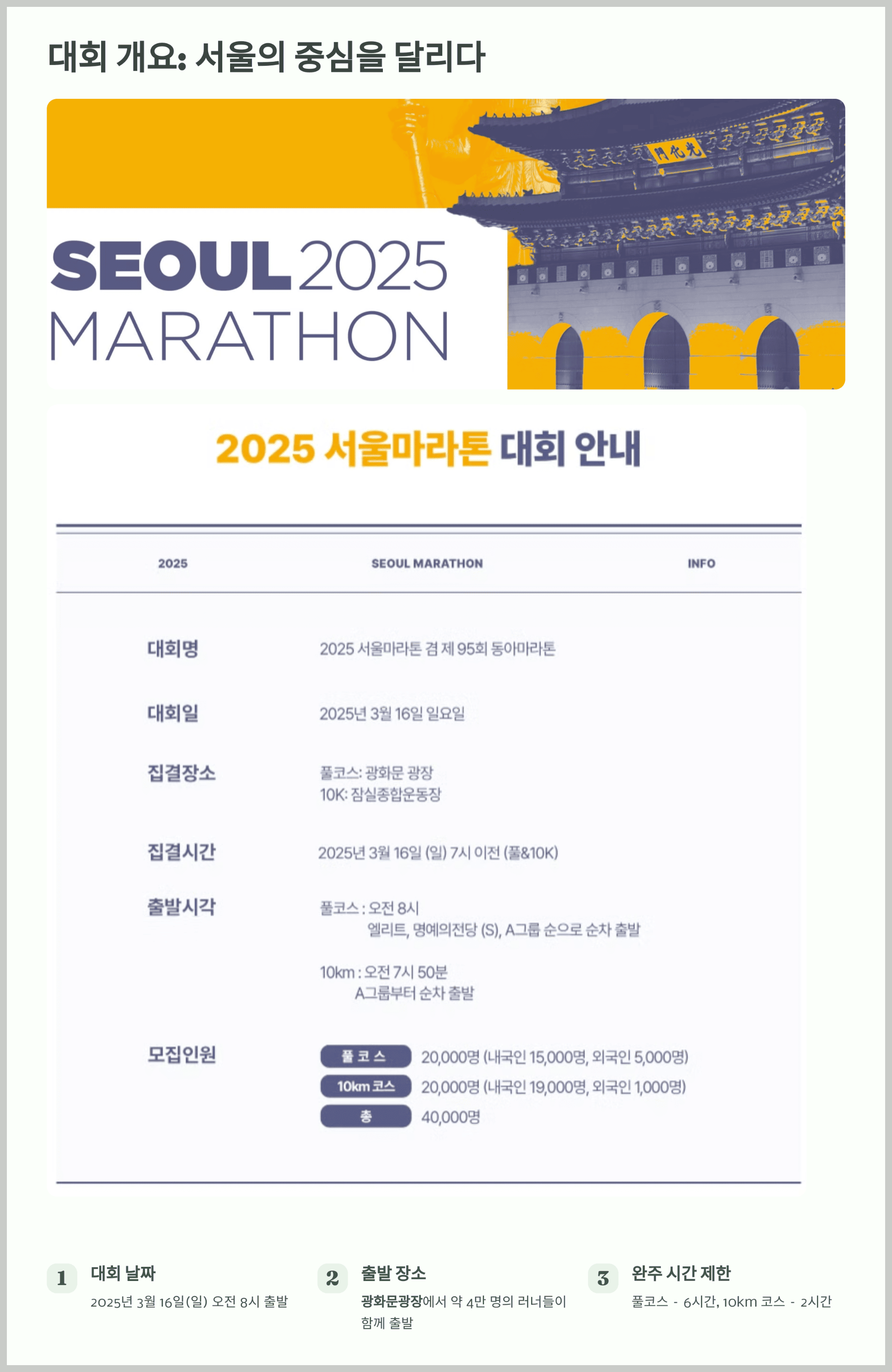 대회 개요: 서울의 중심을 달리다