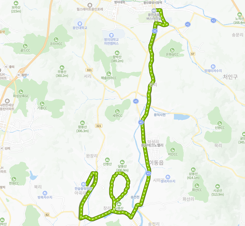 용인-92번-버스-노선-지도