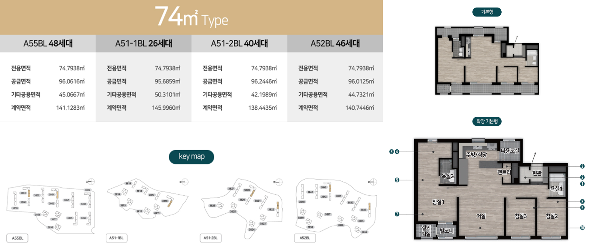 동탄-파크릭스-A55BL-74m2-평면도