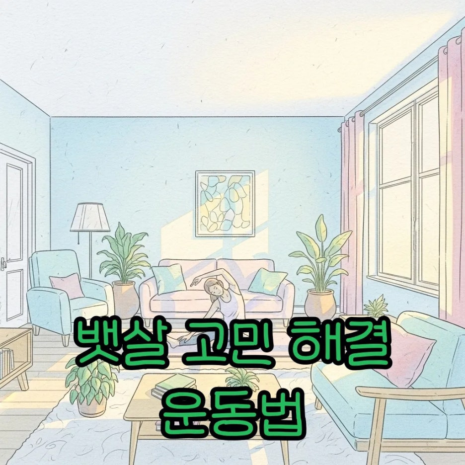 햇살이 비치는 거실에서 가볍게 스트레칭하는 사람의 모습