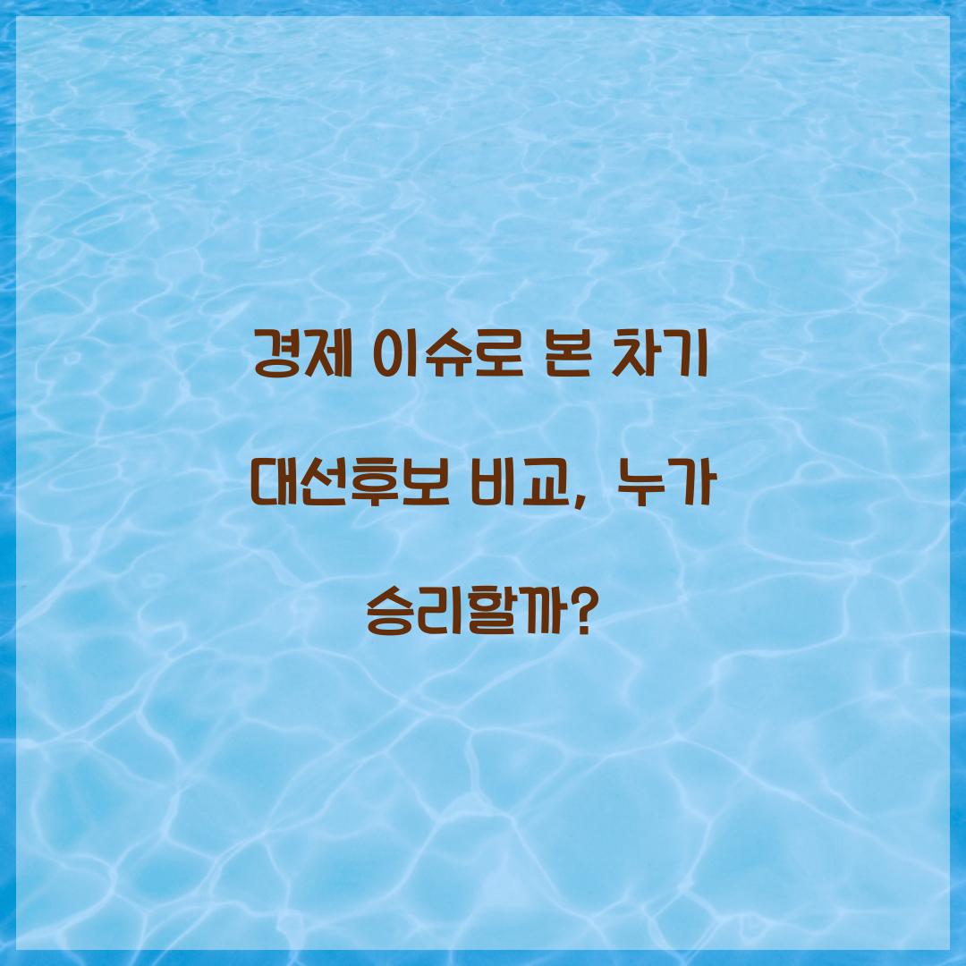 경제 이슈로 본 차기 대선후보 비교