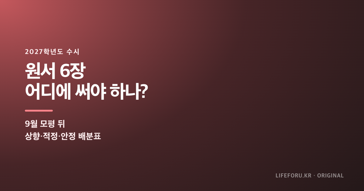 2027 수시 원서 6장 상향 적정 안정 배분 계산