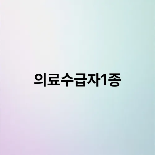 의료수급자1종,긴급의료비 지원