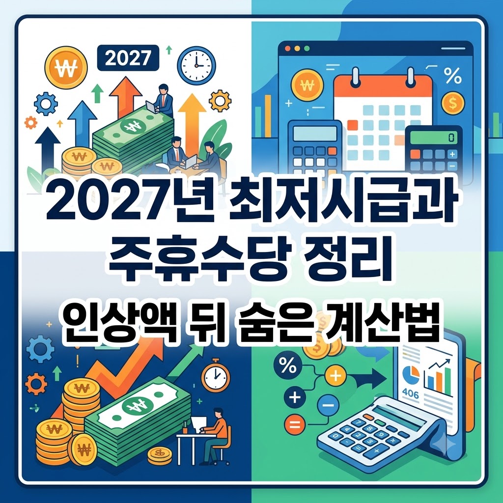 2027년 최저시급과 주휴수당 정리 및 인상액 뒤 숨은 계산법 안내 인포그래픽 썸네일