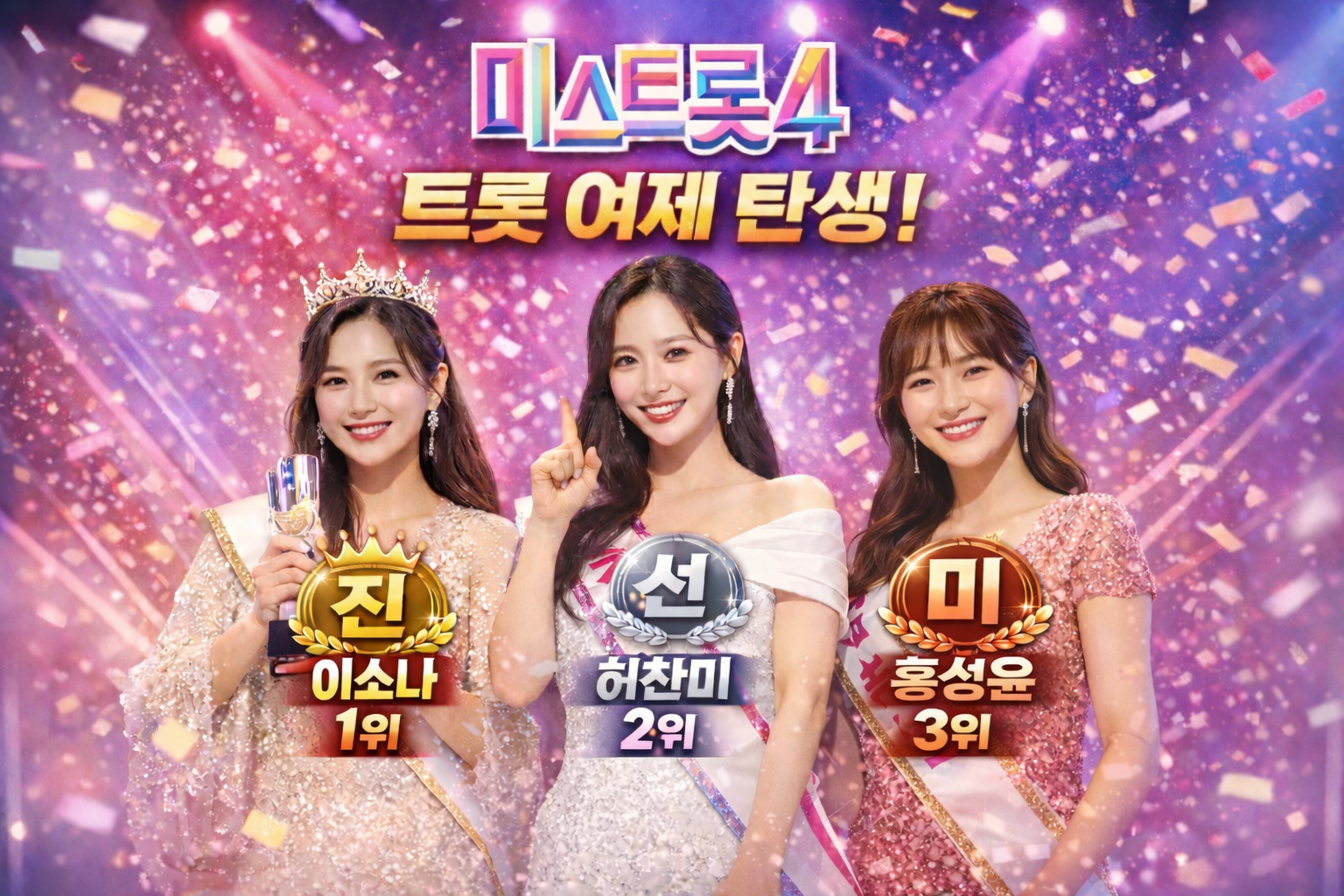 미스트롯4 결승전, 진 선 미의 순간 (AI 생성)