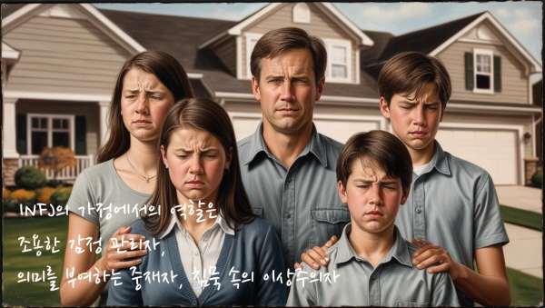INFJ의 가정에서의 역할은 조용한 감정 관리자, 의미를 부여하는 중재자, 침묵 속의 이상주의자에 관한 그림