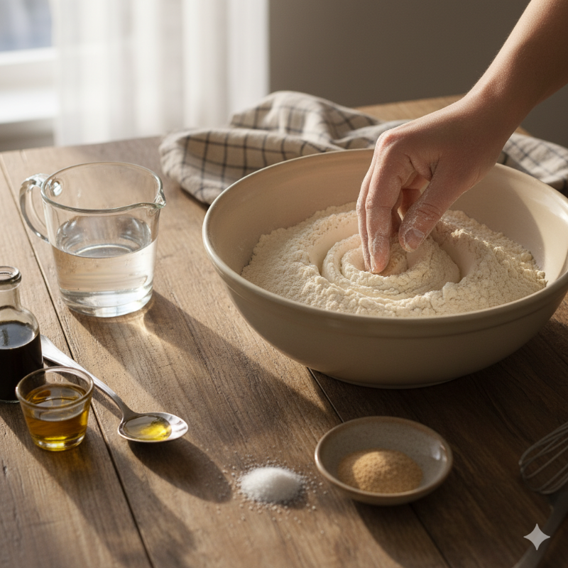 간편 무반죽 식사빵 재료를 준비하세요.