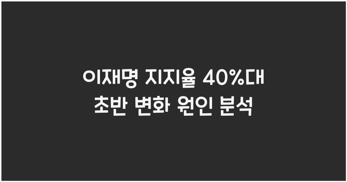 이재명 지지율 40%대 초반