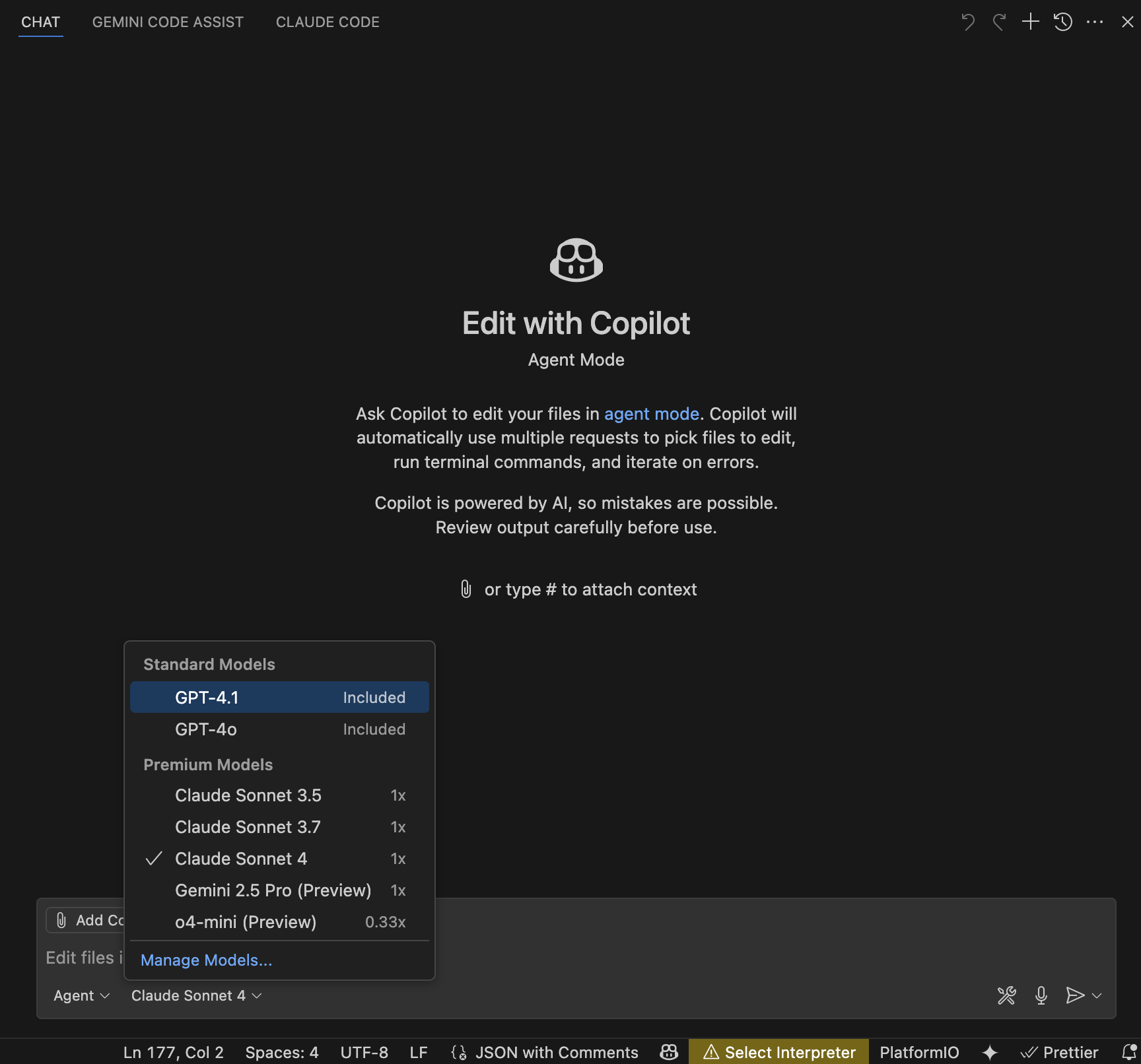 Cmd+Shift+I로 채팅창을 오픈하면 좀더 편하게 Agent모델을 선택하고, 프롬프트 요청을 할 수 있습니다.