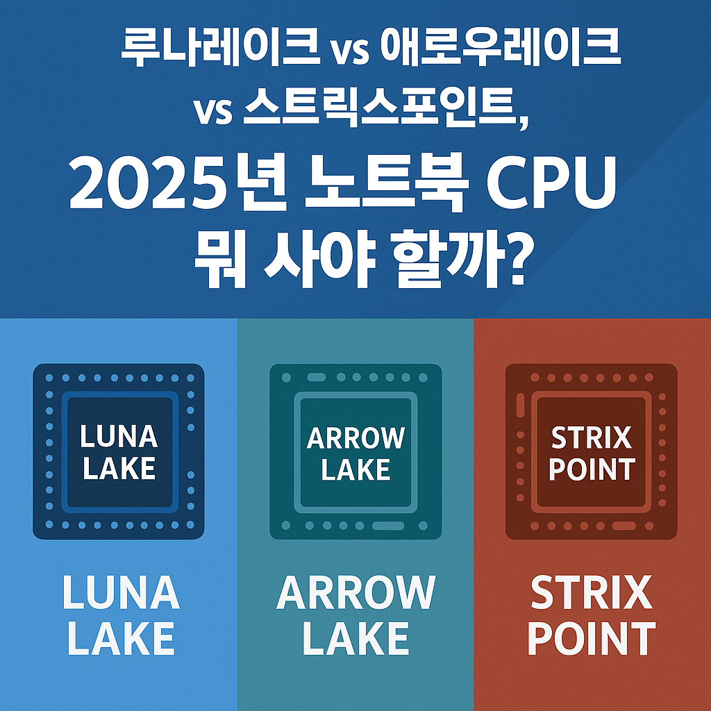 루나레이크 vs 애로우레이크 vs 스트릭스포인트, 2025년 노트북 CPU 뭐 사야 할까?