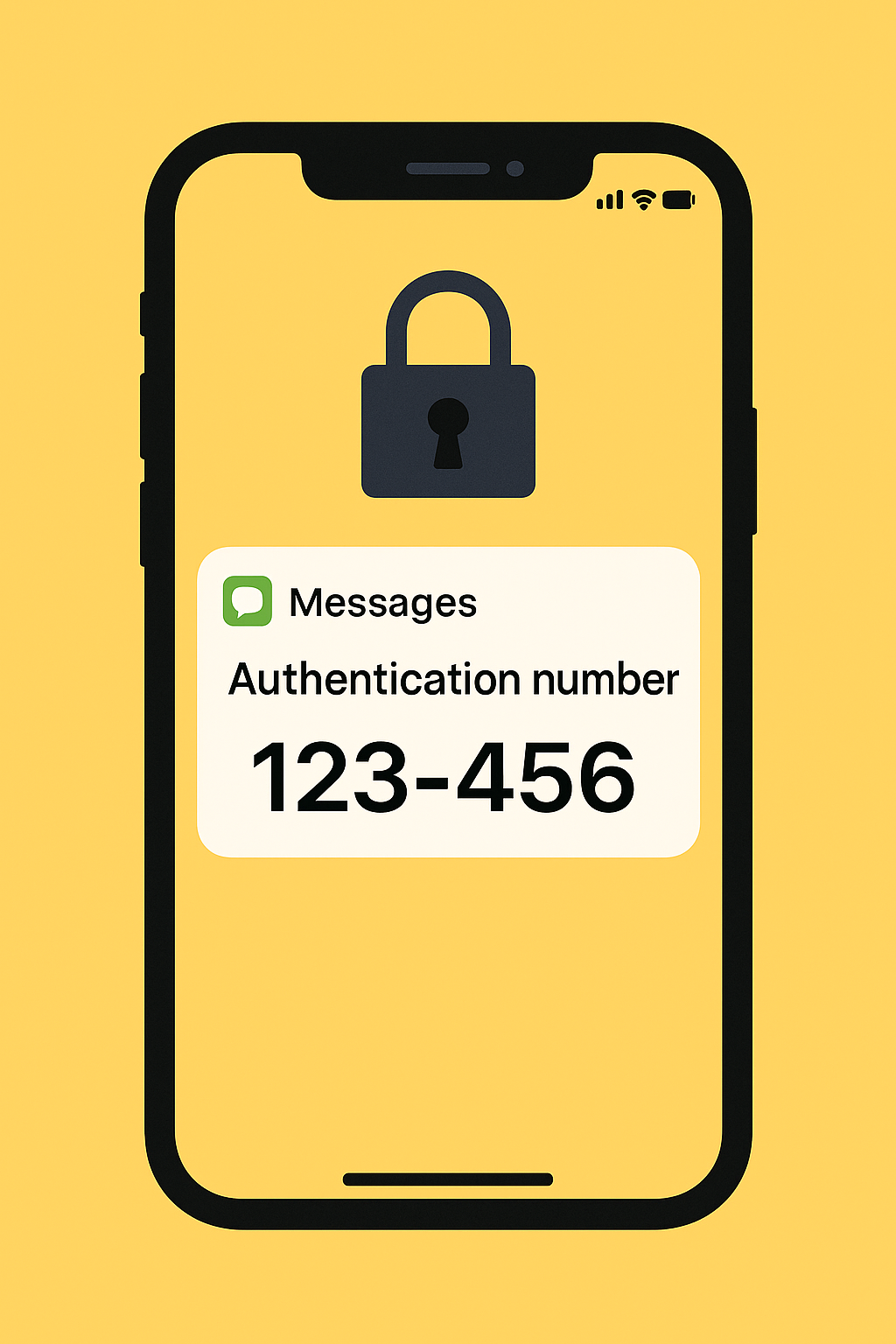 문자 알림창에 인증번호가 노출된 스마트폰 화면 예시